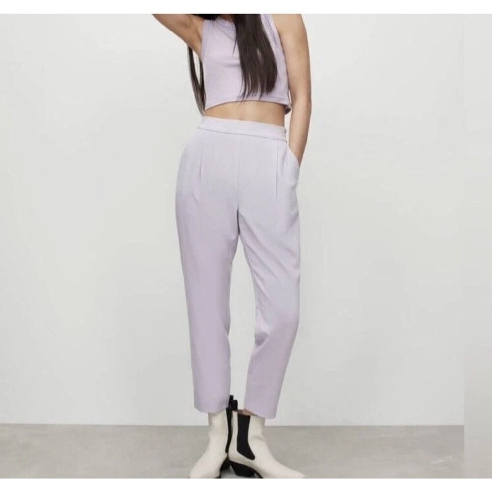 AllSaints Pants Womens 2 Light Purple Aleida Tri Trouser Tapered Pull On Ankle - Picture 1 of 9